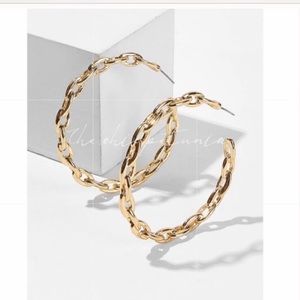 Gold colored Post Hoop Chain Link Earrings